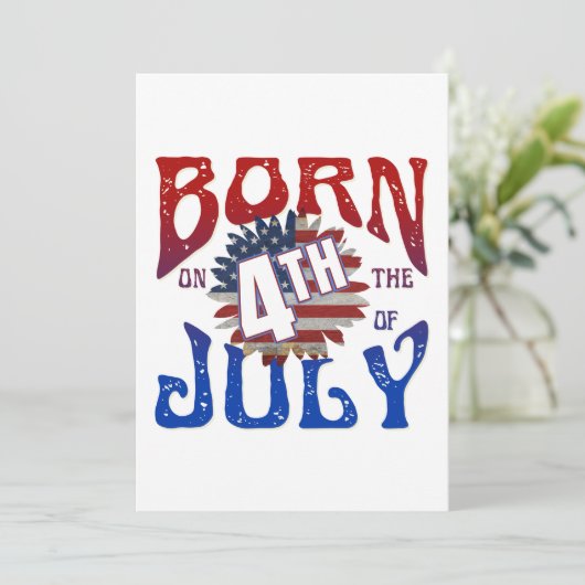 GEBOREN OP 4 JULI FEESTDAGENKAART (Staand voorkant)