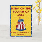 Geboren op 4 juli glitter Kaart (Gele Bloem)