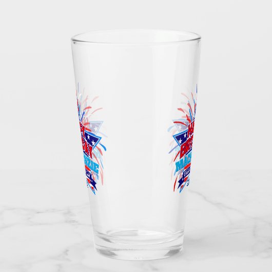 Geboren op 4 juli Happy Birthday Jouw naam Glas (Links)