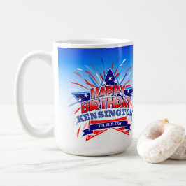 Geboren op 4 juli Happy Birthday Koffiemok