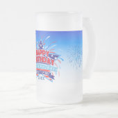 Geboren op 4 juli Happy Birthday Matglas Bierpul (Voorkant rechts)