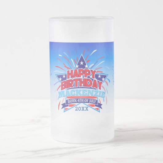 Geboren op 4 juli Happy Birthday Matglas Bierpul (Center)