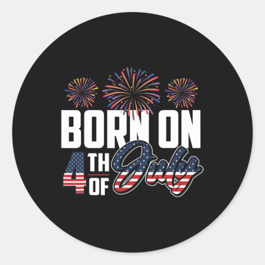 Geboren op 4 juli jl. ronde sticker (Voorkant)
