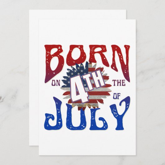 GEBOREN OP 4 JULI KAART (Voorkant / Achterkant)