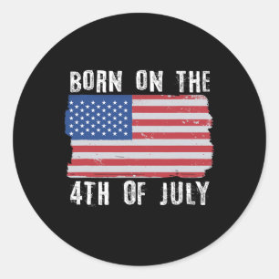 Geboren op 4 juli Onafhankelijkheidsdag Ronde Sticker
