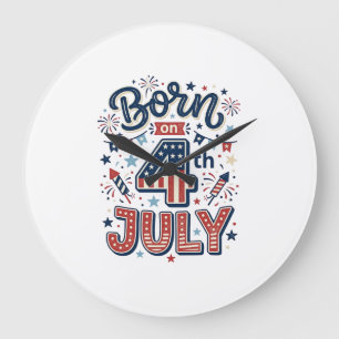 Geboren op 4 juli Patriottisch Kinderen T-shirt On Grote Klok