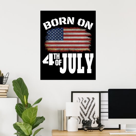 GEBOREN OP 4 JULI POSTER (Thuiskantoor)