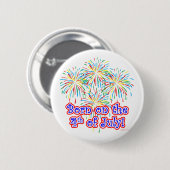 Geboren op 4 juli ronde button 5,7 cm (Voorkant /achterkant)