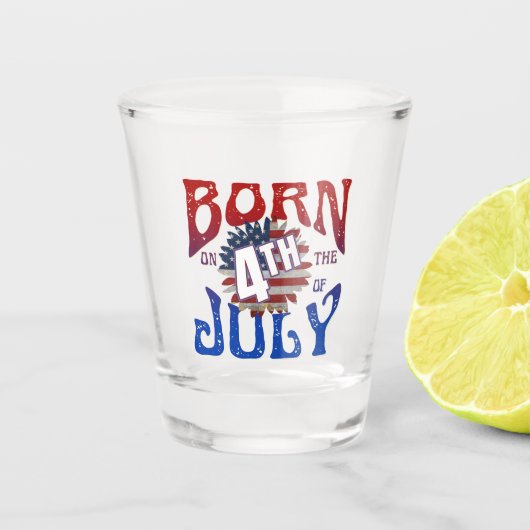 GEBOREN OP 4 JULI SHOT GLAS (Voorkant)