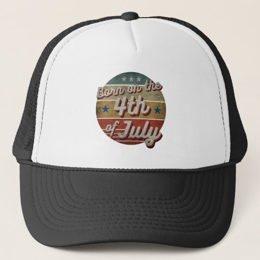 GEBOREN OP 4 JULI TRUCKER HAT PET (Voorkant)