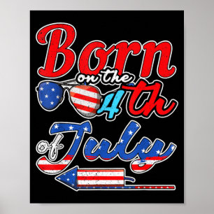 Geboren op 4 juli verjaardag vieren poster