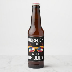 Geboren Op 4 Juli Verjaardag Zonnebril USA Bier Etiket