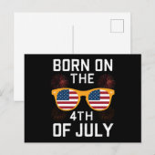Geboren Op 4 Juli Verjaardag Zonnebril USA Briefkaart (Voorkant / Achterkant)