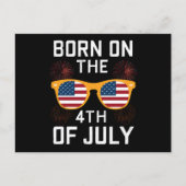 Geboren Op 4 Juli Verjaardag Zonnebril USA Briefkaart (Voorkant)
