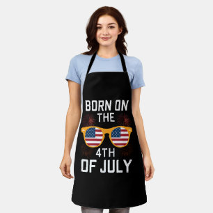 Geboren Op 4 Juli Verjaardag Zonnebril USA Schort