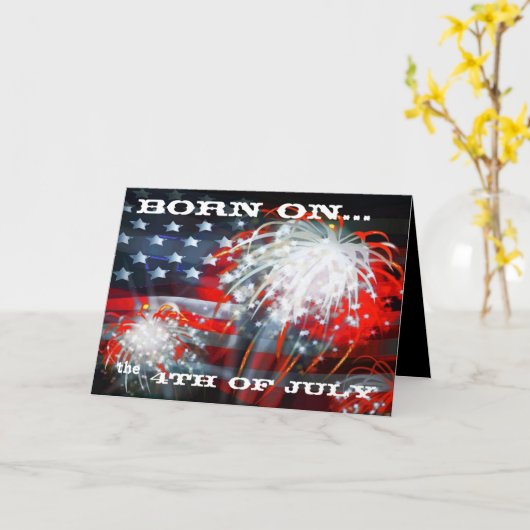 "Geboren op 4 juli" Wenskaart Kaart (Gele Bloem)