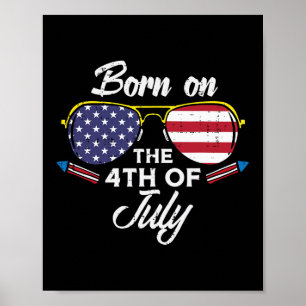 Geboren op 4 juli Zonnebrillen vierde verjaardag p Poster