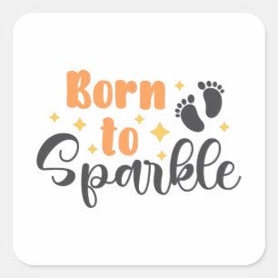 Geboren op baby voetafdrukken vierkante sticker