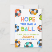 Geboren op Ball Soccer verjaardagsfeestje Bedankkaart (Voorkant)