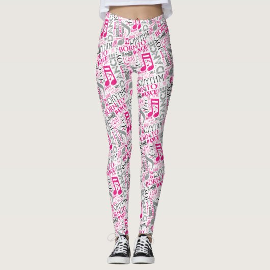 Geboren op Dance Pink/Black ID277 Leggings (Voorkant)