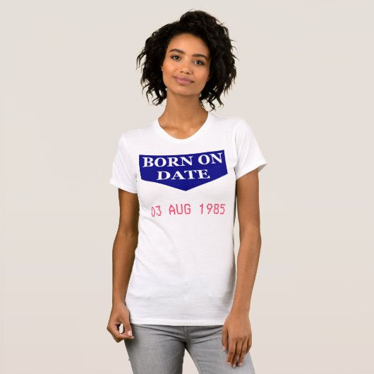 Geboren op datum t-shirt (Voorkant volledig)