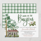 Geboren op de Bayou Baby shower Invitation Kaart (Voorkant / Achterkant)