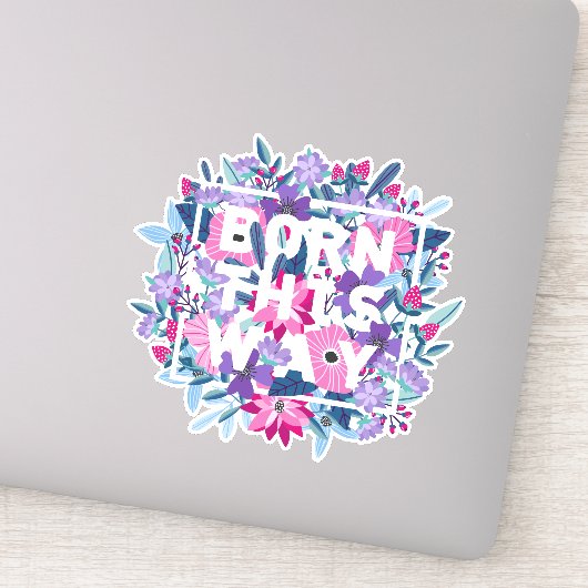 Geboren op deze manier Floral Bi Pride Sticker (Detail)