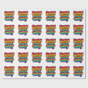 Geboren op deze manier – Krachtige Regenboog Pride Cadeaupapier