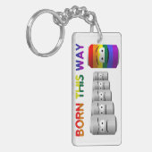 Geboren op deze manier LGBT Rainbow Stripe Sleutelhanger (Voorkant Links)