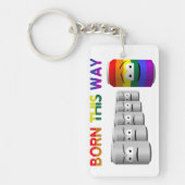 Geboren op deze manier LGBT Rainbow Stripe Sleutelhanger (Voorkant)