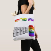 Geboren op deze manier LGBT Rainbow Stripe Tote Bag (Dichtbij)