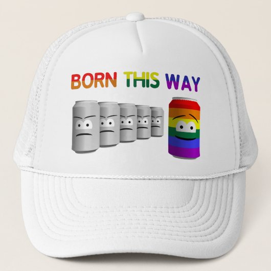 Geboren op deze manier LGBT Rainbow Stripe Trucker Pet (Voorkant)