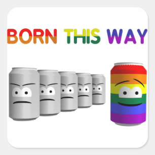 Geboren op deze manier LGBT Rainbow Stripe Vierkante Sticker