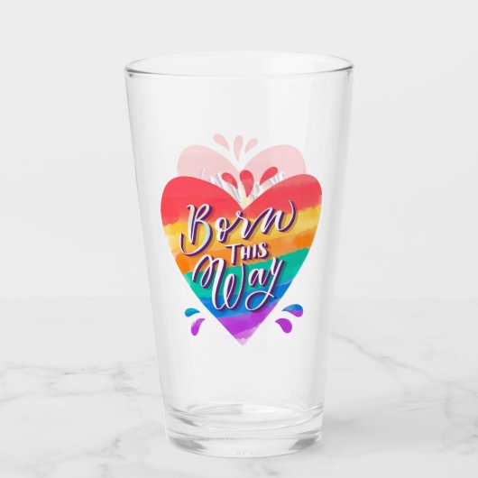 Geboren op deze manier Rainbow Heart Glas (Voorkant)