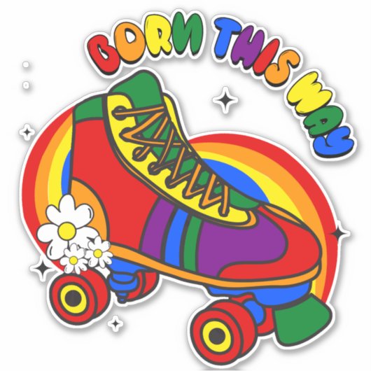 Geboren op deze manier regenboogSchaats Sticker (Voorkant)