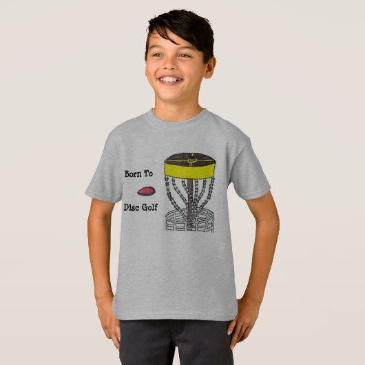 Geboren op Disc Golf jeugdt-shirt T-shirt (Voorkant volledig)
