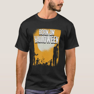 Geboren op Halloween Lazy Costume Zombie Birthday T-shirt