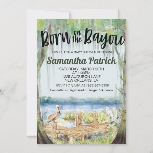 Geboren op het Bayou Swamp Baby shower Invitation Kaart (Voorkant)