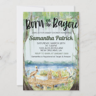 Geboren op het Bayou Swamp Baby shower Invitation Kaart