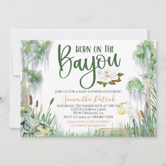 Geboren op het Bayou Swamp Baby shower Invitation Kaart (Voorkant)