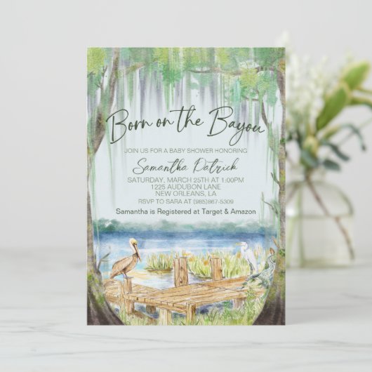 Geboren op het Bayou Swamp Baby shower Invitation Kaart (Staand voorkant)