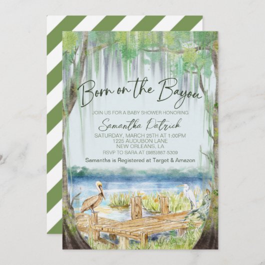 Geboren op het Bayou Swamp Baby shower Invitation Kaart (Voorkant / Achterkant)