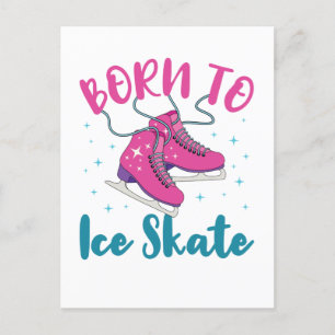 Geboren op Ice Schaats Cute Figuur Skater Briefkaart