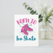 Geboren op Ice Schaats Cute Figuur Skater Briefkaart (Staand voorkant)