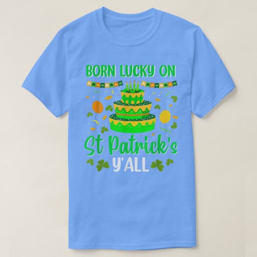 Geboren op Lucky op St Patrick's Birthday Cake Boy T-shirt (Design voorkant)
