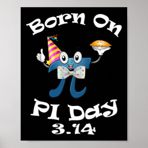 Geboren op pi dag 3.14 maart 14e verjaardag Grappi Poster