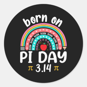 Geboren op Pi Dag Verjaardag Happy Pi Dag Wiskunde Ronde Sticker