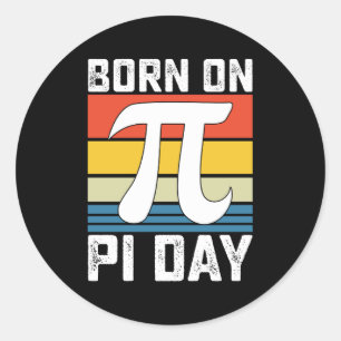 Geboren op Pi Day Birthday Wiskunde Mathematics Ronde Sticker