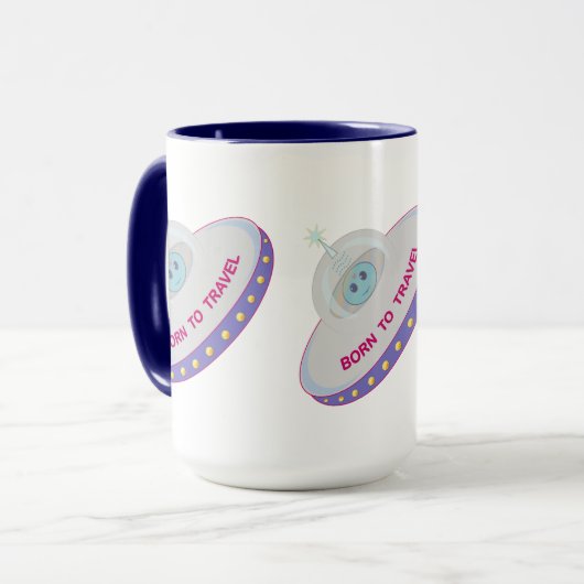 Geboren op reis naar een schattige buitenaardse en mok (Voorkant links)