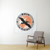 Geboren op reisbanden wandkleed (In situ)